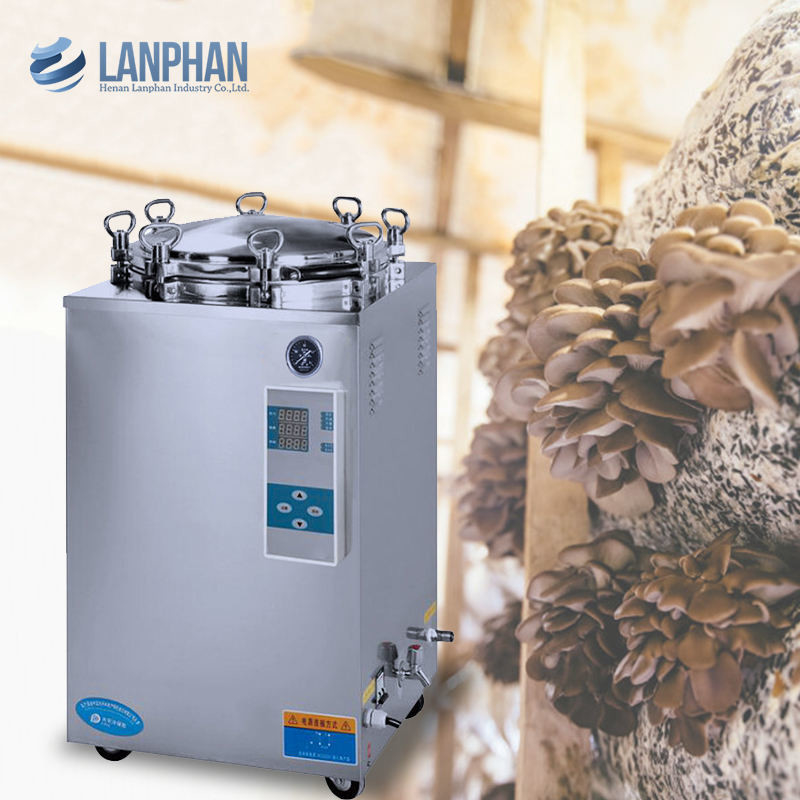 Rodas de mão Display Digital Autoclave Vertical 35L 50L 75L 100L 150L Litro Para Fungos Retort Esterilizador de Alimentos enlatados