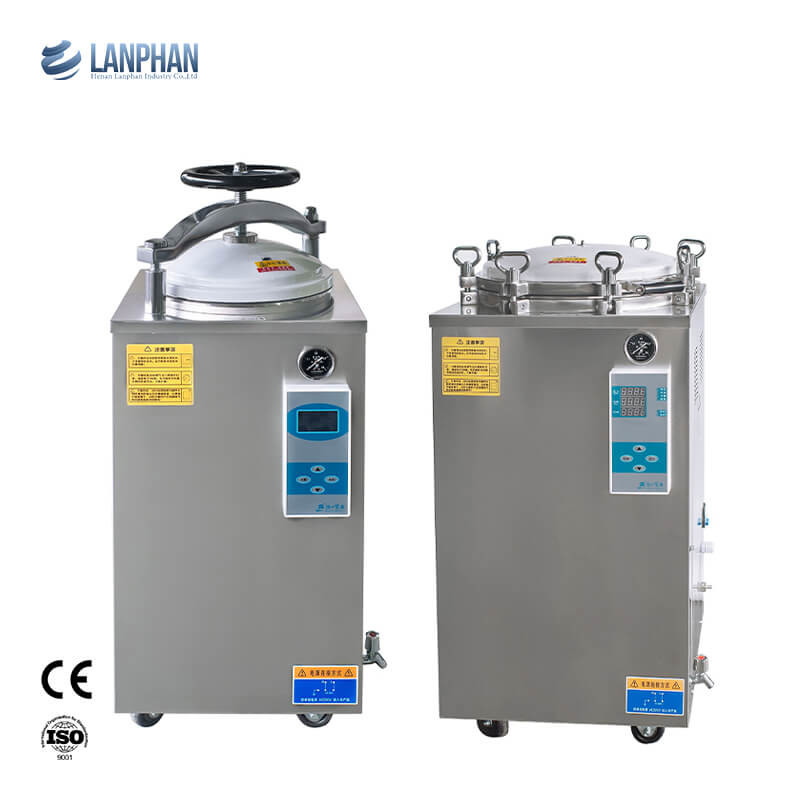 Rodas de mão Display Digital Autoclave Vertical 35L 50L 75L 100L 150L Litro Para Fungos Retort Esterilizador de Alimentos enlatados