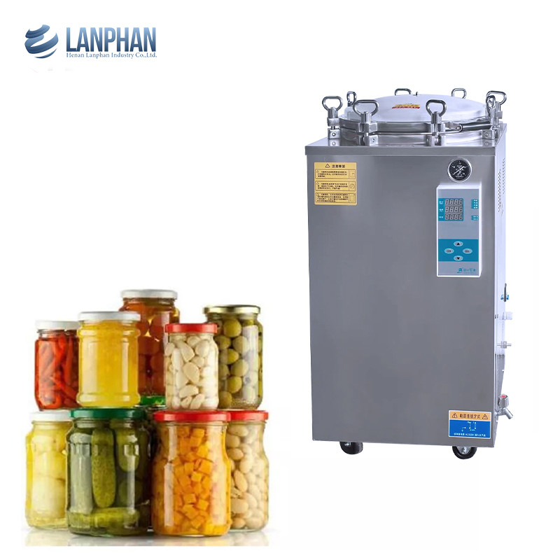 Rodas de mão Display Digital Autoclave Vertical 35L 50L 75L 100L 150L Litro Para Fungos Retort Esterilizador de Alimentos enlatados