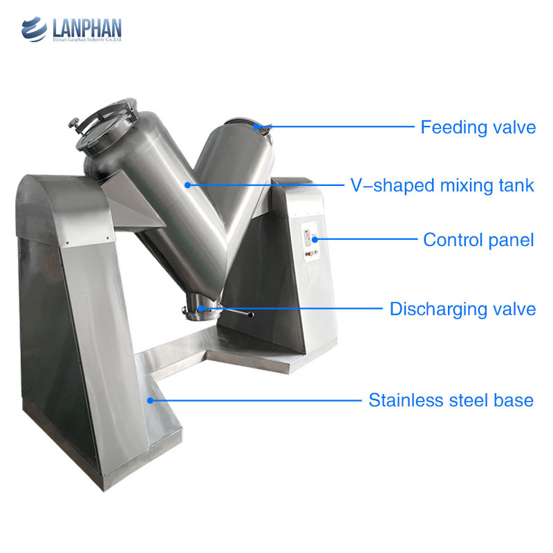 Pequena máquina de mistura de pó de tipo V Mixer para produtos farmacêuticos Alimentos cosméticos Química