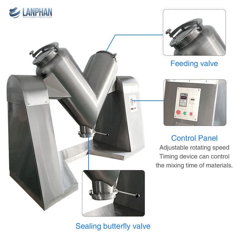 Máquina de mistura de pó 2L-300L Aço inoxidável Alimentos medicinais Misturador de pó seco Máquina de mistura