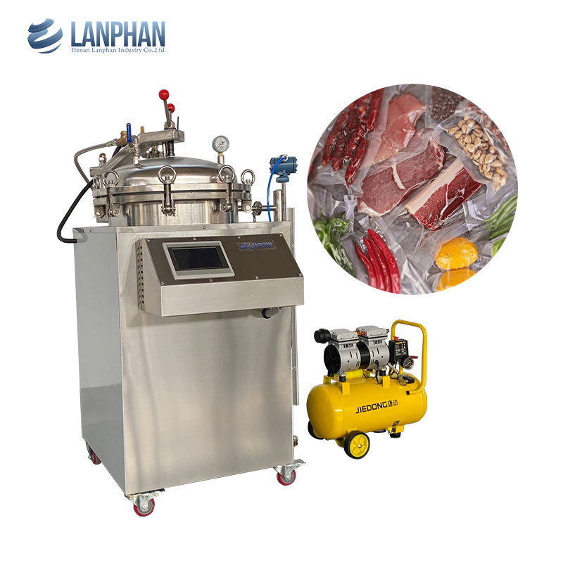 75l 100l 150l Contador de alimentos de alta pressão Esterilizador de retorta de pressão para alimentos engarrafados