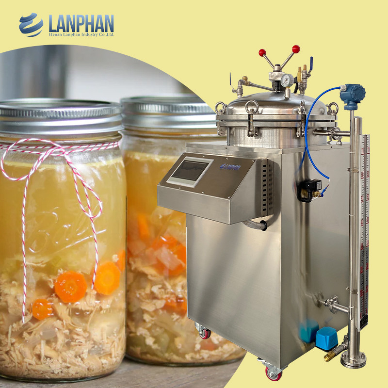 Banho de água Retorte de contrapressão vertical Autoclave para alimentos com embalagem a vácuo
