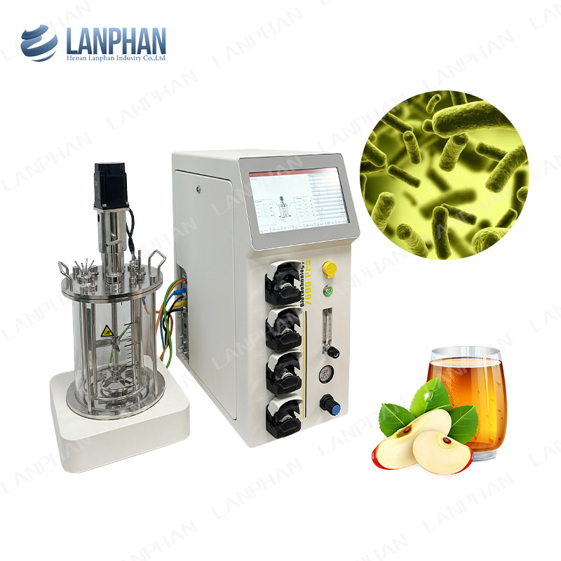 2l 5l 10l Culturas automáticas de levedura de espirulina Biorreator de fermentação de vidro para culturas celulares