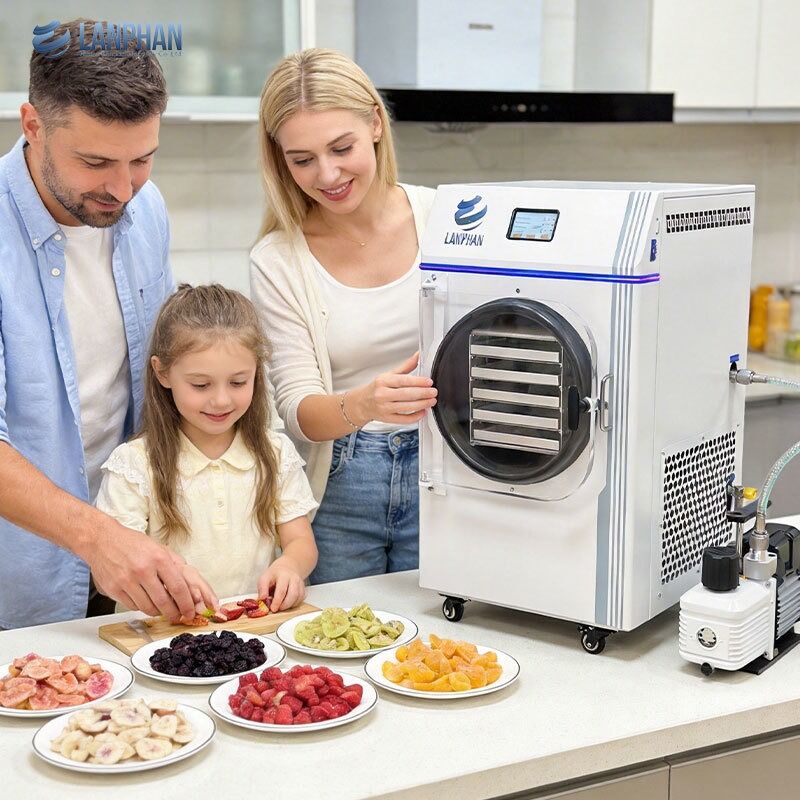 5 bandejas pequeno tamanho secador de congelamento de aço inoxidável com bomba de óleo para alimentos doces