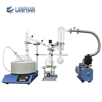 sistema de vidro da destilação de vácuo do laboratório do equipamento da destilação do trajeto 5L curto